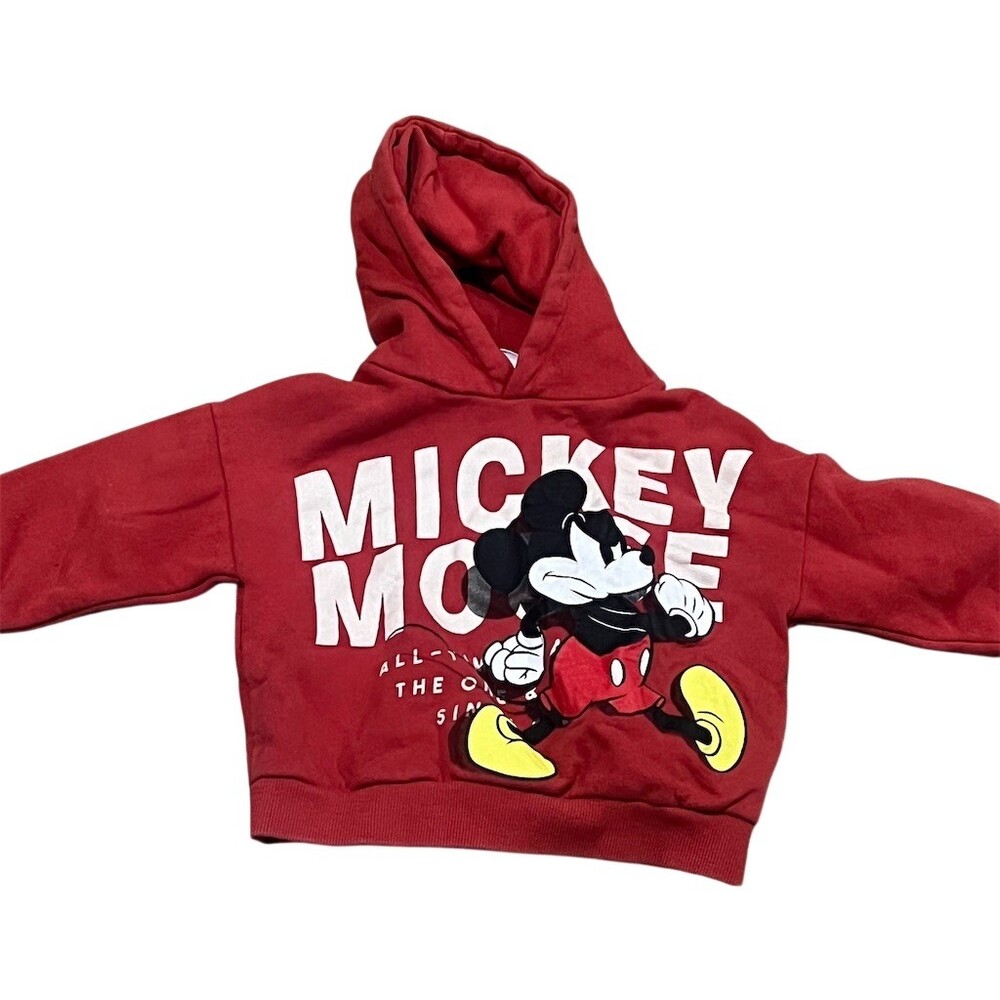 Disney Mickey Mouse Hoodie Unisex Kids 2T Red Pullover Graphic Print